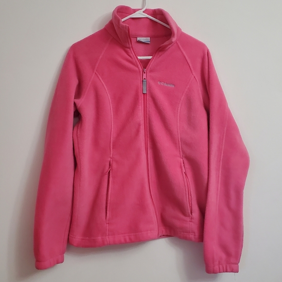 Columbia Tops - Columbia Women’s Large Soft Fleece Full Zip Jacket Sportswear Bubble Gum Pink